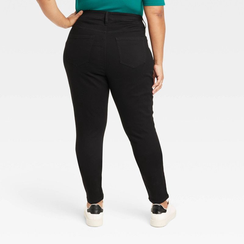 slide 2 of 3, Women's High-Rise Skinny Jeans - Ava & Viv™ Black Denim 26: Heavyweight Stretch Denim, Plus Size, 30" Inseam, Belt Loops, 1 ct