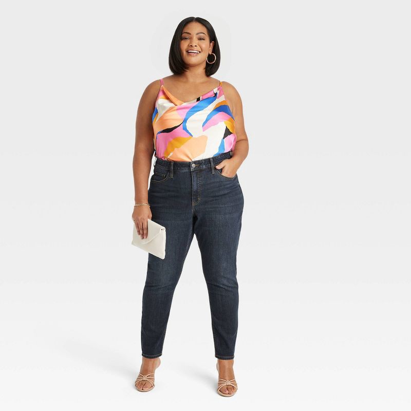 slide 3 of 3, Women's High-Rise Skinny Jeans - Ava & Viv™ Dark Wash 24: Heavyweight Denim, Stretch Fabric, Plus Size, 1 ct
