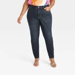 Women's High-Rise Skinny Jeans - Ava & Viv™ Dark Wash 26: Heavyweight Denim, Stretch, Plus Size