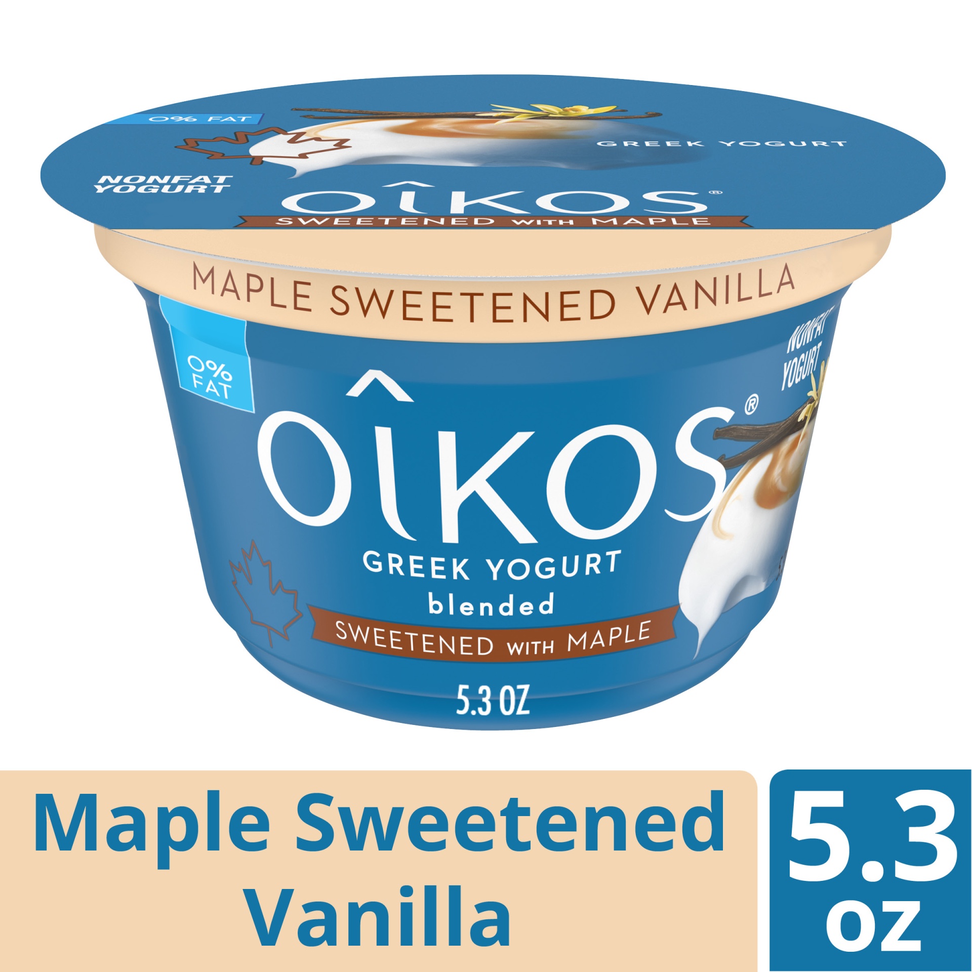 slide 1 of 5, Dannon Oikos Maple Sweetened Plain Yogurt, 5.3 oz