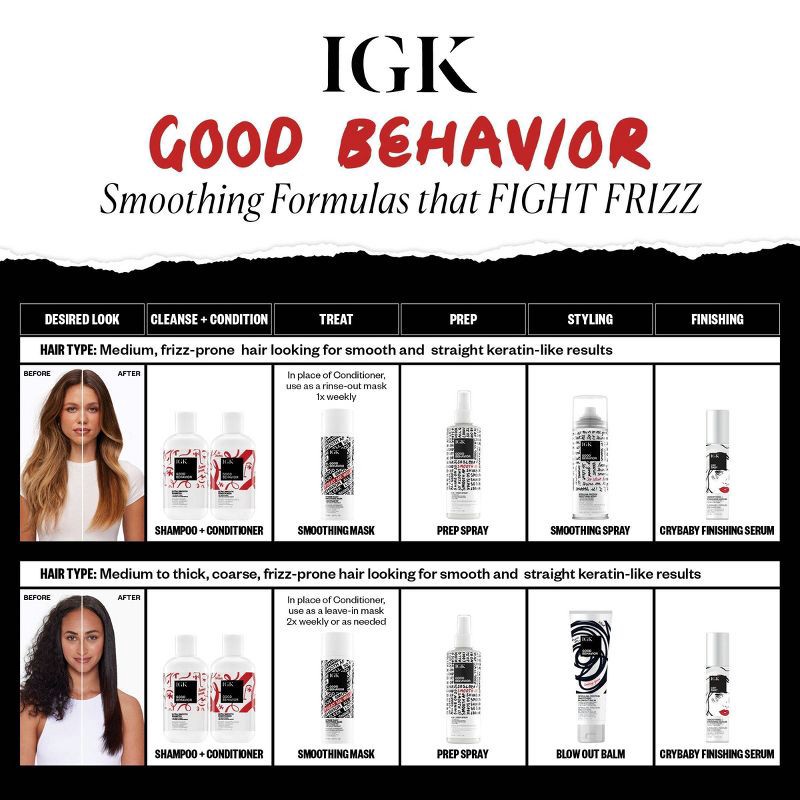 slide 5 of 8, IGK Crybaby Anti-Frizz Smoothing Serum - 1.5 fl oz - Ulta Beauty, 1.5 fl oz