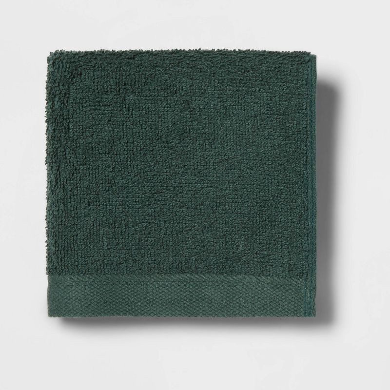 slide 3 of 4, 8pk Antimicrobial Washcloth Set Dark Green - Room Essentials™: Cotton Terry, Midweight, Machine Washable, Oeko-Tex Certified, 8 ct