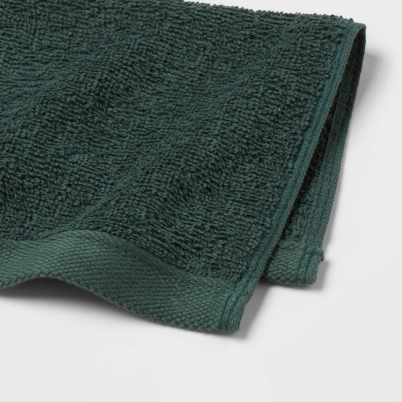 slide 4 of 4, 8pk Antimicrobial Washcloth Set Dark Green - Room Essentials™: Cotton Terry, Midweight, Machine Washable, Oeko-Tex Certified, 8 ct