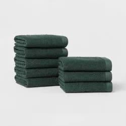 8pk Antimicrobial Washcloth Set Dark Green - Room Essentials™: Cotton Terry, Midweight, Machine Washable, Oeko-Tex Certified