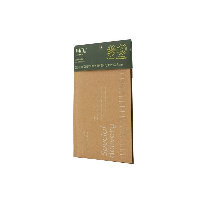 slide 4 of 5, Scotch 2pk Packt Small Mailer: Self-Adhesive Padded Envelopes, 6x9 Inch, Beige, Mailing Packaging, 2 ct