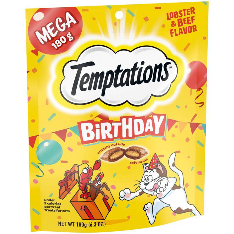 slide 3 of 5, Temptations Lobster and Beef Flavor Birthday Cat Treats - 6.3oz, 6.3 oz