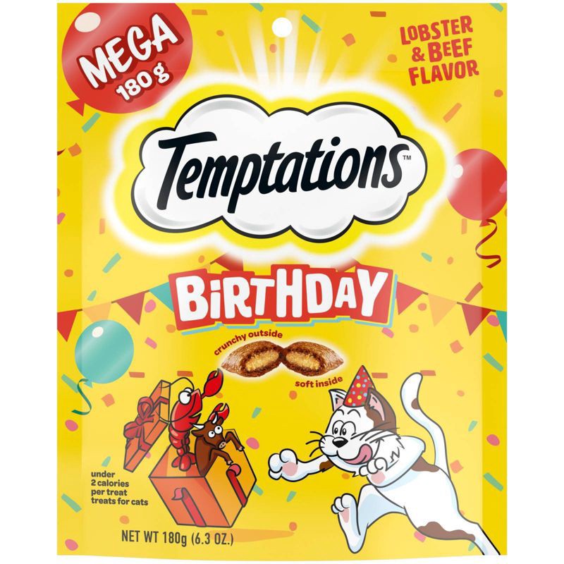 slide 1 of 5, Temptations Lobster and Beef Flavor Birthday Cat Treats - 6.3oz, 6.3 oz