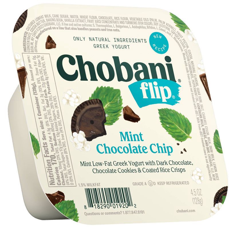 slide 1 of 6, Chobani Flip Mint Chocolate Chip Low Fat Greek Yogurt - 4.5oz, 4.5 oz