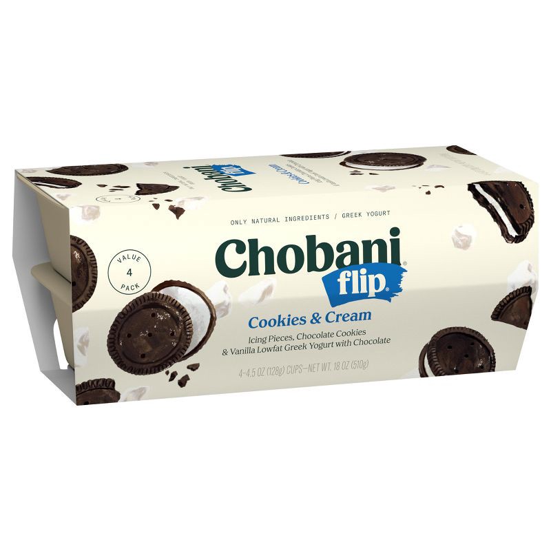 slide 2 of 7, Chobani Flip Cookies & Cream Low Fat Greek Yogurt - 4ct/4.5oz, 4 ct; 4.5 oz