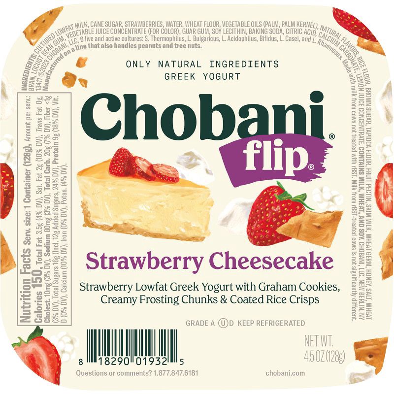 slide 2 of 7, Chobani Flip Strawberry Cheesecake Low Fat Greek Yogurt - 4.5oz, 4.5 oz