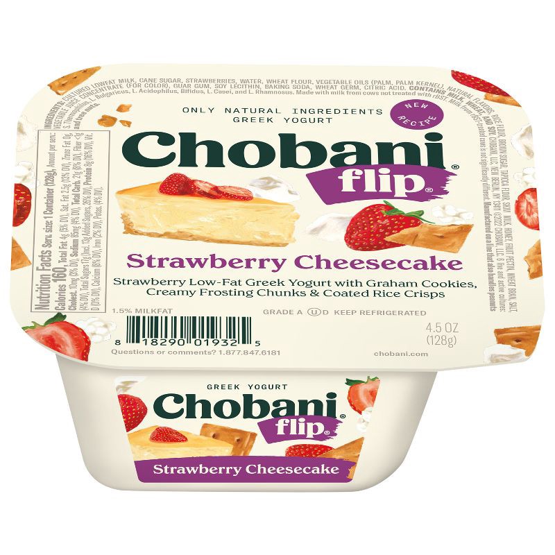 slide 1 of 7, Chobani Flip Strawberry Cheesecake Low Fat Greek Yogurt - 4.5oz, 4.5 oz