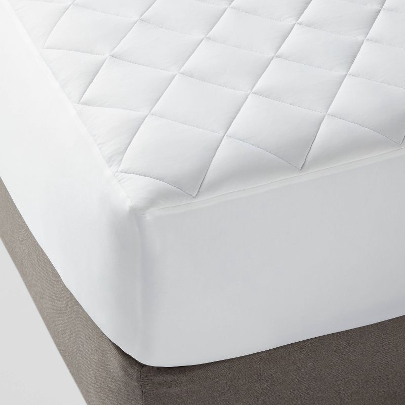 slide 1 of 3, King Cool Touch Cooling Mattress Pad - Threshold™: Hypoallergenic, Waterproof Protector, Fits 18" Depth, 1 ct
