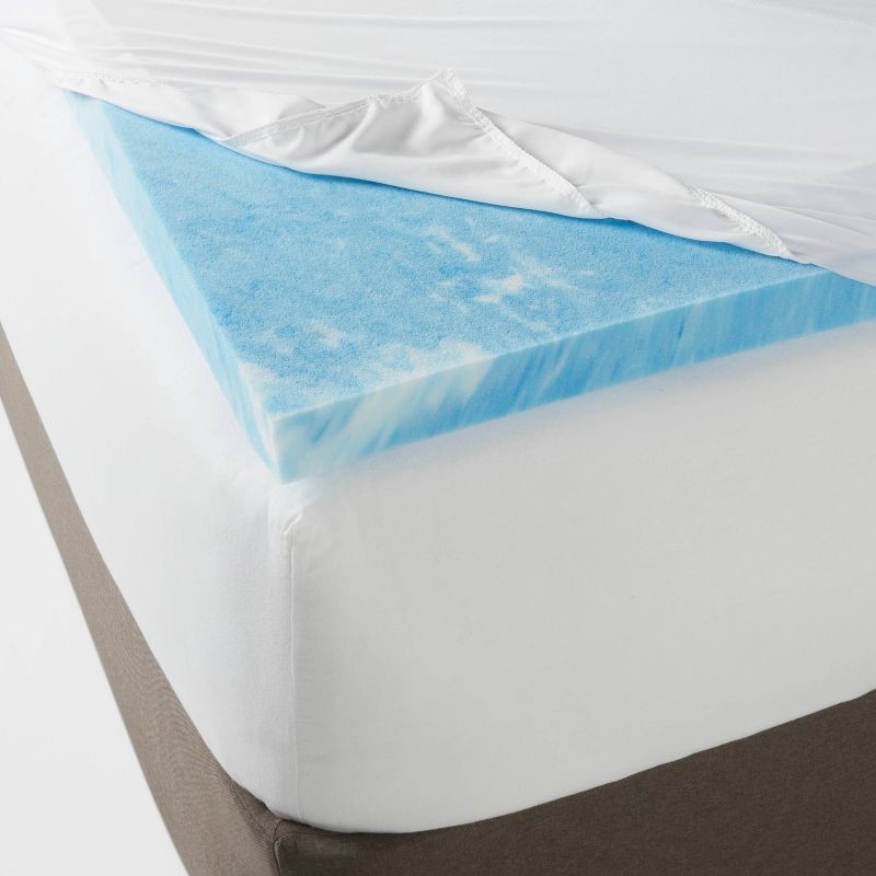slide 1 of 3, Queen 2" Cool Touch Memory Foam Mattress Topper - Threshold™: CertiPUR-US, Moisture-Wicking, Machine Washable Cover, 1 ct