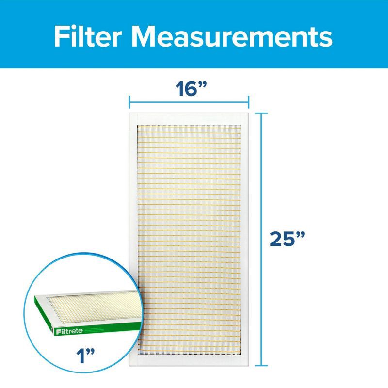 slide 13 of 13, Filtrete 16" x 25" MPR 700 Dust Pollen and Pet Dander Electrostatic Air Filter: MERV 8 Furnace & AC Filter, 1 ct