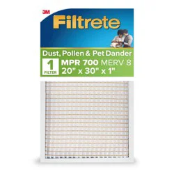 Filtrete 20"x 30"x 1" MPR 700 Dust Pollen and Pet Dander Electrostatic Air Filter: MERV 8, Polypropylene, Furnace Compatible