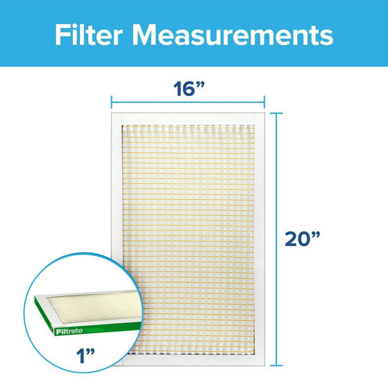 slide 13 of 13, Filtrete 16" x 20" MPR 700 Dust Pollen & Pet Dander Electrostatic Air Filter: MERV 8, Furnace & AC Filter, 3-Month Use, 1 ct