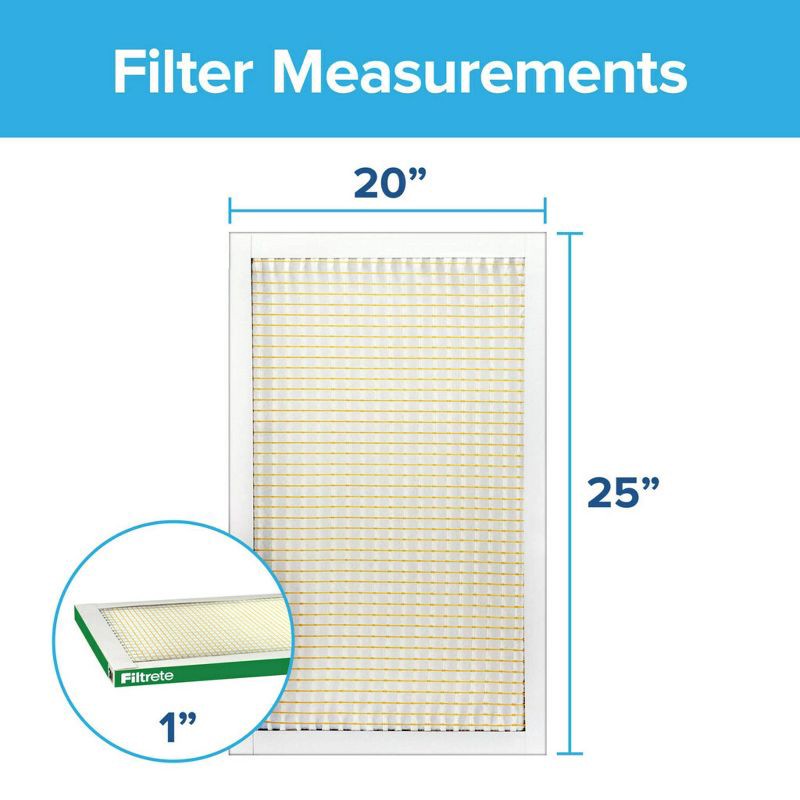 slide 12 of 13, Filtrete 20" x 25" MPR 700 Dust Pollen and Pet Dander Electrostatic Air Filter: MERV 8, Furnace & AC Filter, 3-Month Use, 1 ct
