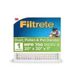 Filtrete 20" x 20" MPR 700 Dust Pollen and Pet Dander Electrostatic Air Filter: MERV 8, Furnace & AC, 3-Month Use