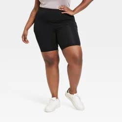 Women's High-Waisted Bike Shorts - Ava & Viv™ Black 1X