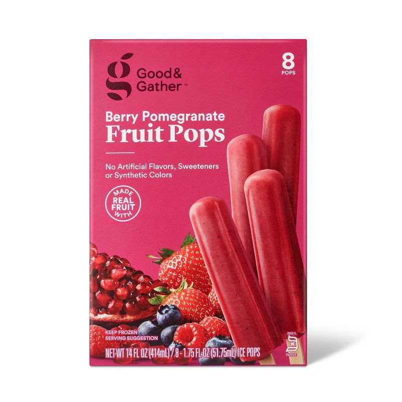 slide 1 of 3, Frozen Berry Pomegranate Fruit Pops - 14oz/8ct - Good & Gather™, 8 ct; 14 oz