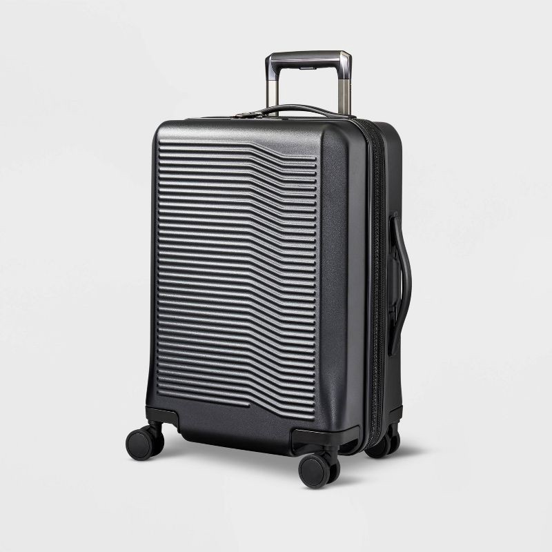 slide 1 of 7, Signature Hardside Carry On Spinner Suitcase Matte Black - Open Story™: TSA Locks, Water-Resistant, Polycarbonate, 1 ct