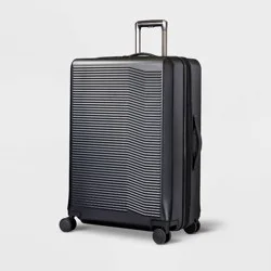 Signature Hardside Large Checked Spinner Suitcase Matte Black - Open Story™: TSA Locks