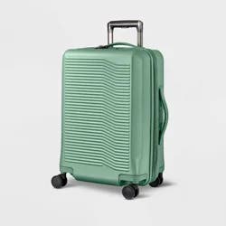 Signature Hardside Carry On Spinner Suitcase Matte Green - Open Story™: Water-Resistant, Aluminum Handle, 4 Wheels