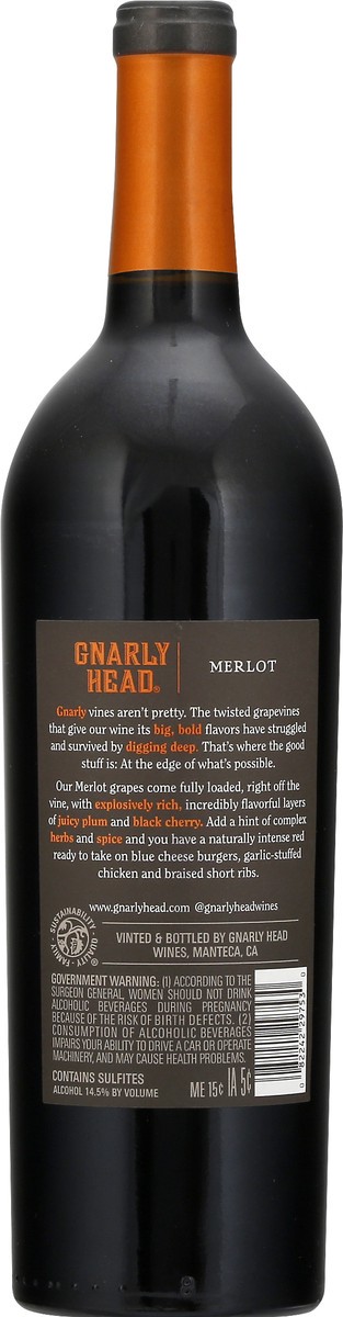 slide 8 of 9, Gnarly Head Merlot 750 ml, 750 ml