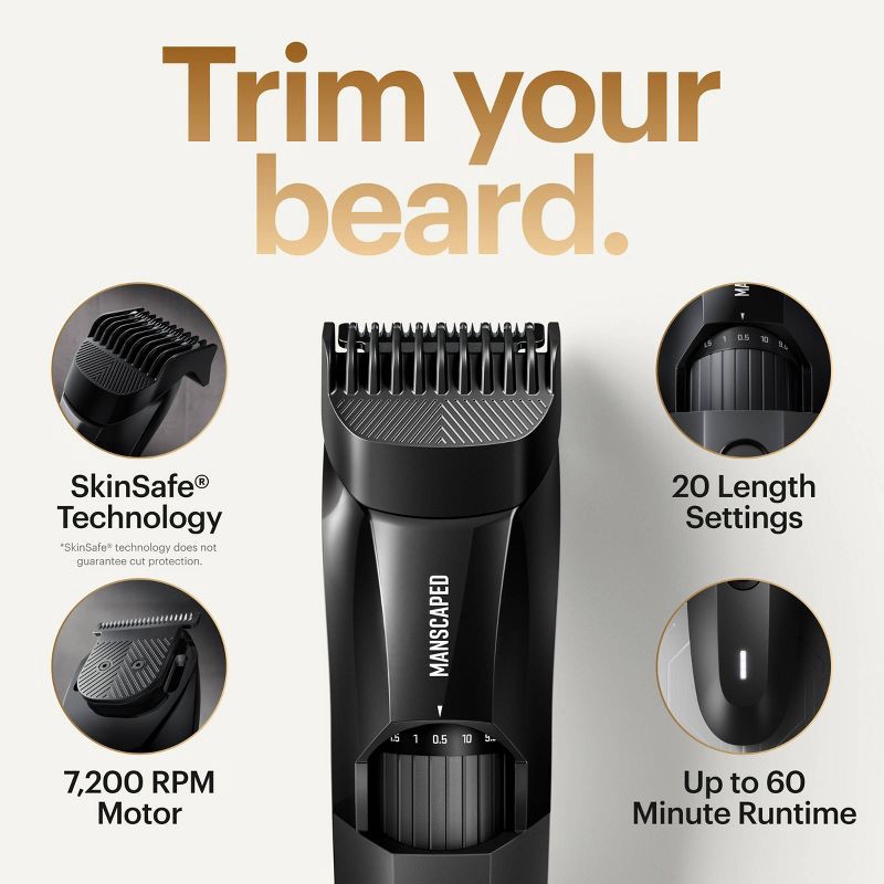 slide 3 of 12, Manscaped The Beard Hedger SkinSafe Cordless Beard Trimmer, Waterproof Clippers for Facial Hair Shaving, 1 ct