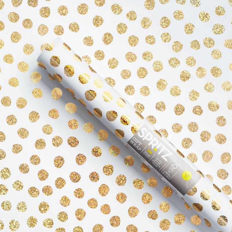 slide 1 of 4, Gold Dots Wrapping Paper - Spritz™, 1 ct