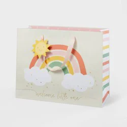 "Welcome Home Little One" Baby Medium Gift Bag - Spritz™: Rainbow Pattern, Multicolored, Baby Shower & Girl Gift