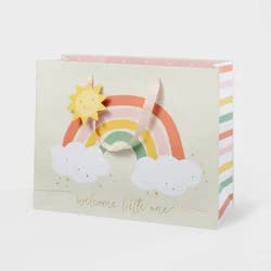 "Welcome Home Little One" Baby Medium Gift Bag - Spritz™: Rainbow Pattern, Multicolored, Baby Shower & Girl Gift