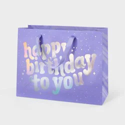 Large Iridescent 'Happy Birthday to You' Birthday Gift Bag Purple - Spritz™"