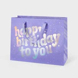 Large Iridescent 'Happy Birthday to You' Birthday Gift Bag Purple - Spritz™"