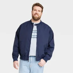 Men's Faux Suede Lightweight Bomber Jacket - Goodfellow & Co Blue M