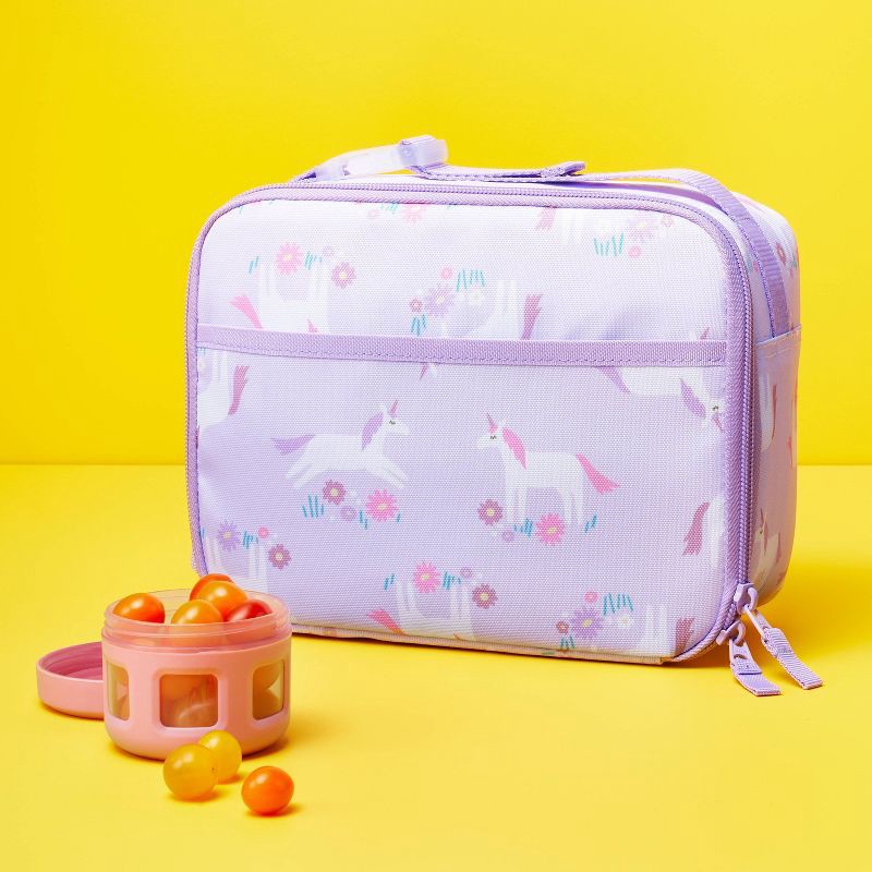 Cat & Jack Lunch Box and Bag Set with Utensils Unicorn Pink/Purple