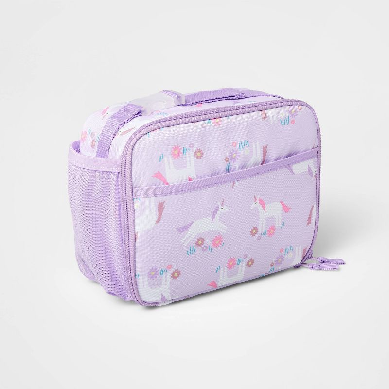 Cat & Jack Lunch Box and Bag Set with Utensils Unicorn Pink/Purple