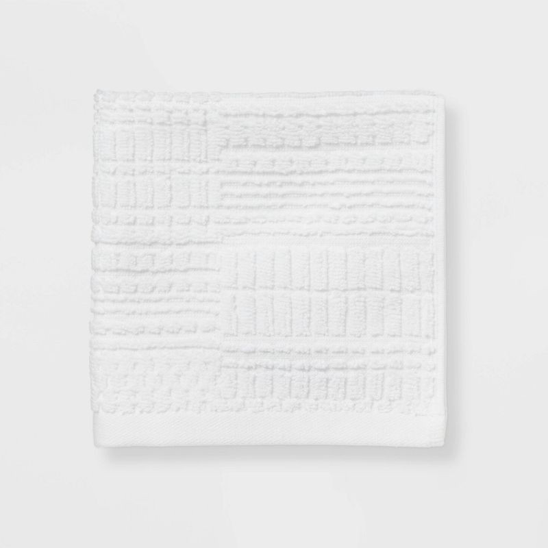 slide 3 of 9, 6pc Modern Bath Towels and Washcloths Set White - Threshold™: Cotton Terry, Fade-Resistant, OEKO-TEX Certified, 6 ct