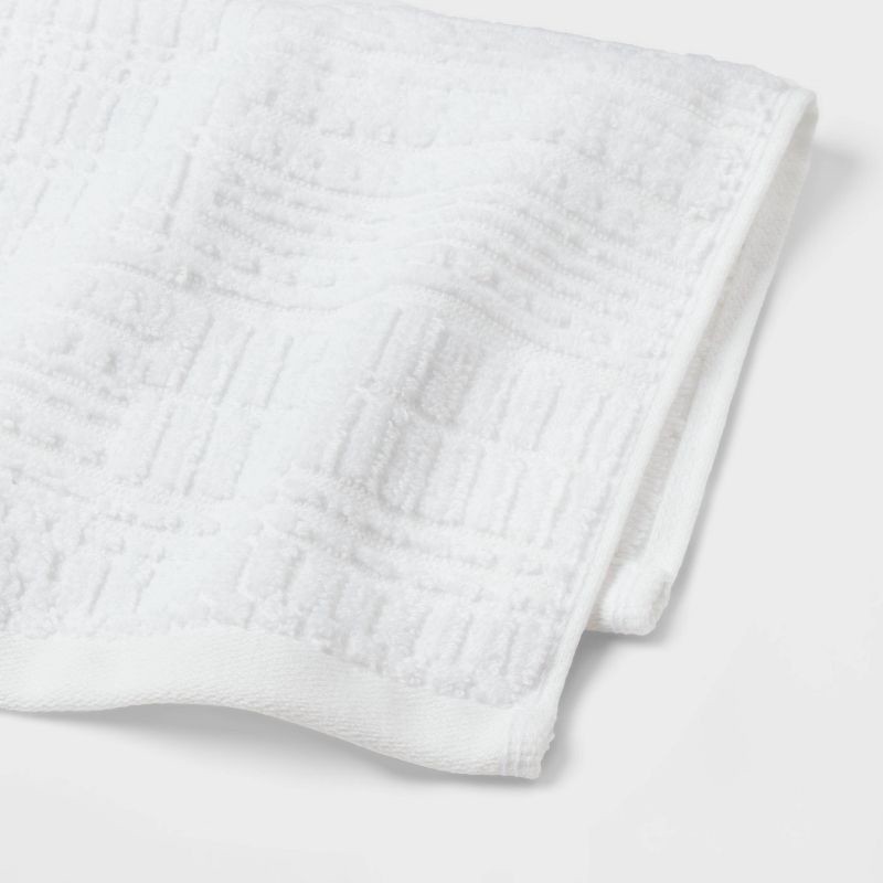 slide 4 of 9, 6pc Modern Bath Towels and Washcloths Set White - Threshold™: Cotton Terry, Fade-Resistant, OEKO-TEX Certified, 6 ct