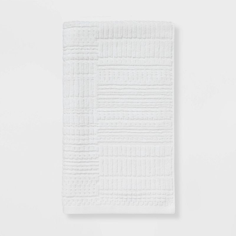 slide 5 of 9, 6pc Modern Bath Towels and Washcloths Set White - Threshold™: Cotton Terry, Fade-Resistant, OEKO-TEX Certified, 6 ct