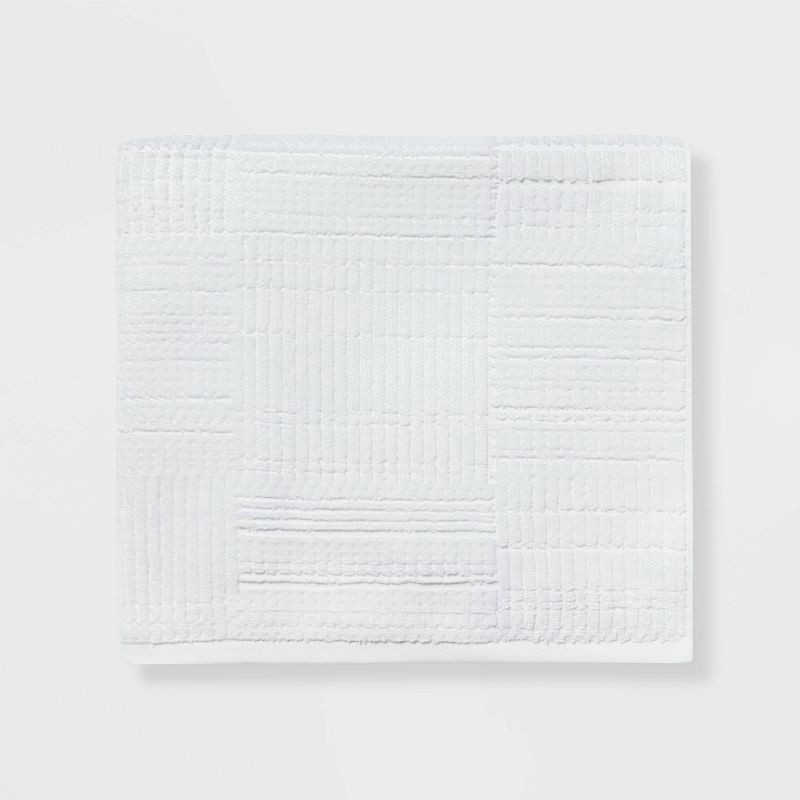 slide 7 of 9, 6pc Modern Bath Towels and Washcloths Set White - Threshold™: Cotton Terry, Fade-Resistant, OEKO-TEX Certified, 6 ct