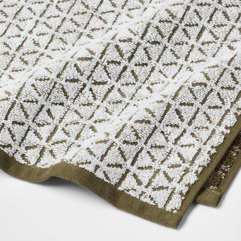 slide 6 of 9, 6pc Boho Bath Towels and Washcloths Set Dark Green - Threshold™: Cotton Terry, Heavyweight, OEKO-TEX Certified, 6 ct