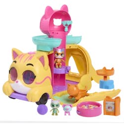 Disney Junior SuperKitties Purr N Go Lights and Sounds Playset, 10 Pieces, Articulated Figures