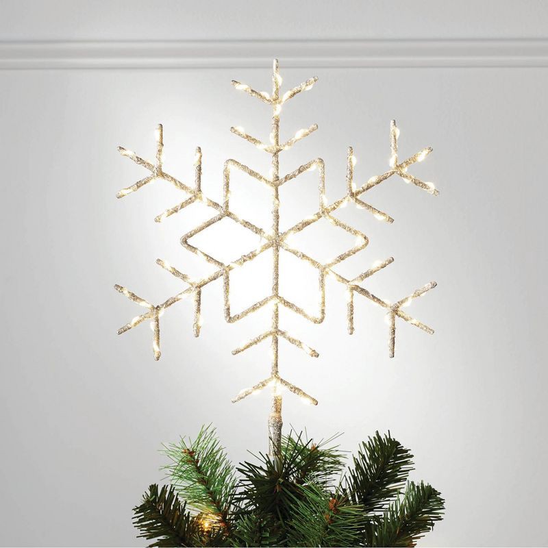 slide 2 of 4, 15.5" Pre-lit LED Metal Snowflake Christmas Tree Topper Champagne Gold with Warm White Lights - Wondershop™: Indoor Decor: Indoor Decor, 1 ct