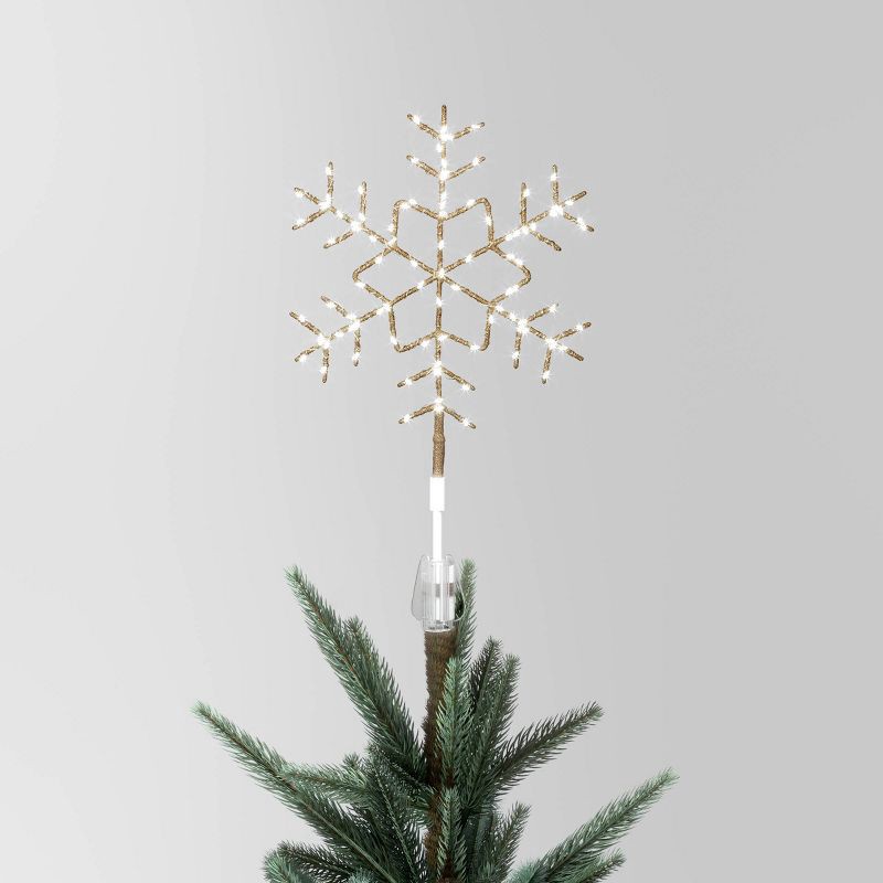 slide 1 of 4, 15.5" Pre-lit LED Metal Snowflake Christmas Tree Topper Champagne Gold with Warm White Lights - Wondershop™: Indoor Decor: Indoor Decor, 1 ct