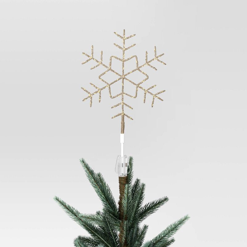 slide 3 of 4, 15.5" Pre-lit LED Metal Snowflake Christmas Tree Topper Champagne Gold with Warm White Lights - Wondershop™: Indoor Decor: Indoor Decor, 1 ct