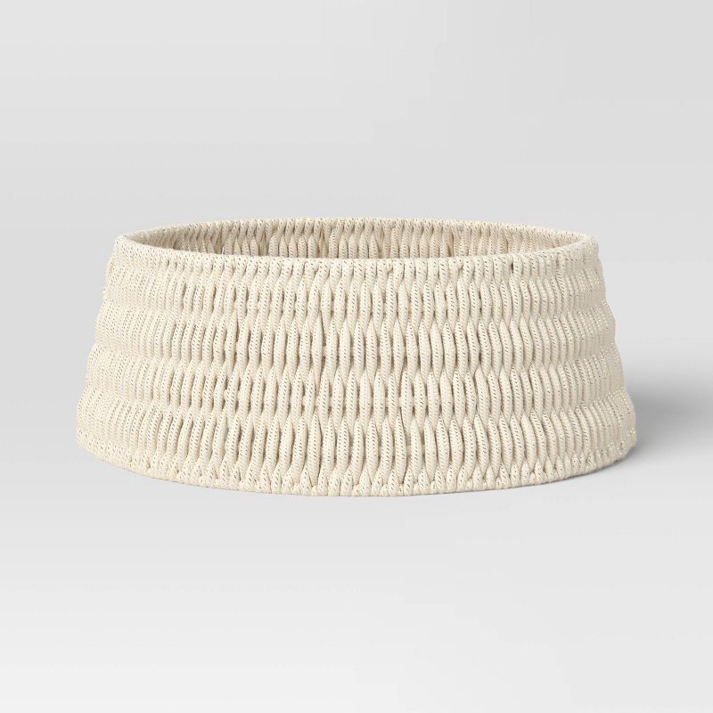 slide 1 of 3, 26" Woven Rope with Metallic Accent Christmas Tree Collar White/Gold - Wondershop™, 1 ct