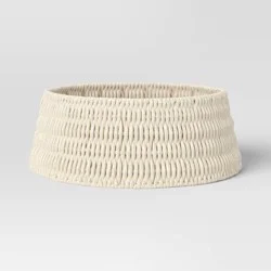 26&quot; Woven Rope with Metallic Accent Christmas Tree Collar White/Gold - Wondershop™
