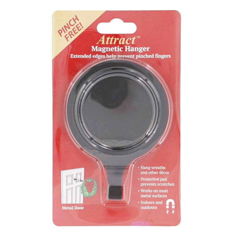 slide 1 of 4, Haute Decor Haute Décor 4.7" Attract Magnetic Christmas Wreath Hanger Matte Black: Weather-Resistant Door Hook, Outdoor Use, 1 ct