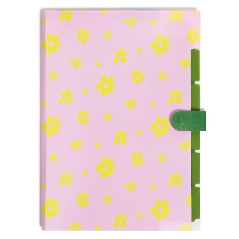 slide 6 of 6, U Brands 6 Pocket Poly Expandable Folders 70s Floral Check, 1 ct